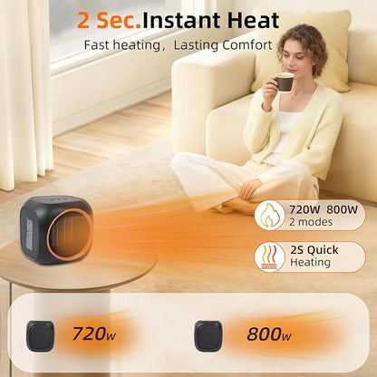 Space Heater with Mug Warmer, Electric Space Heaters for Indoor Use with Thermostatc, Candle Warmer Pate for Bedroom, Office, Large Room Use