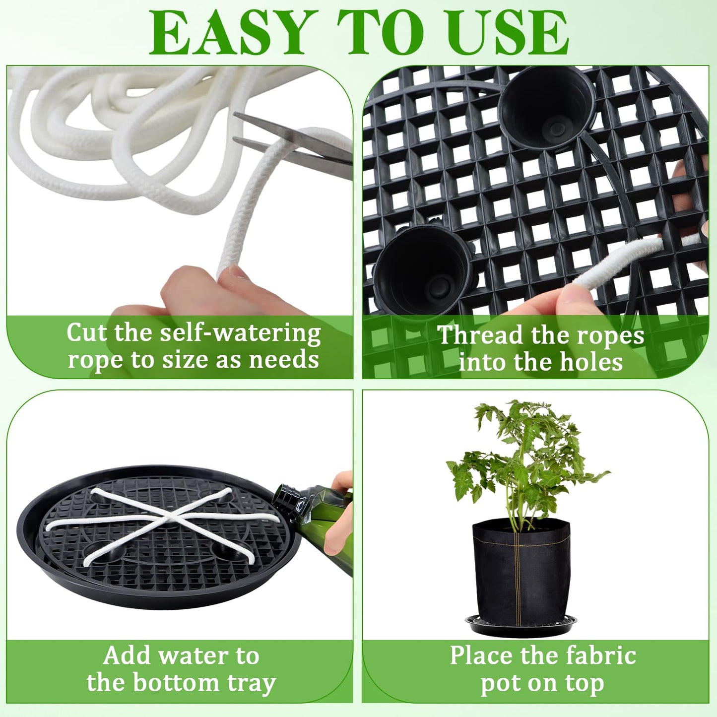 Soleeya 5-Pack 12" Plastic Plant Saucer, Self Watering Pots for Indoor Plants, Bottom Plant Water Catcher Tray, Indoor/Outdoor Greenhouse Garden Auto-Irrigation System for 5 Gallon Fabric Grow Bag