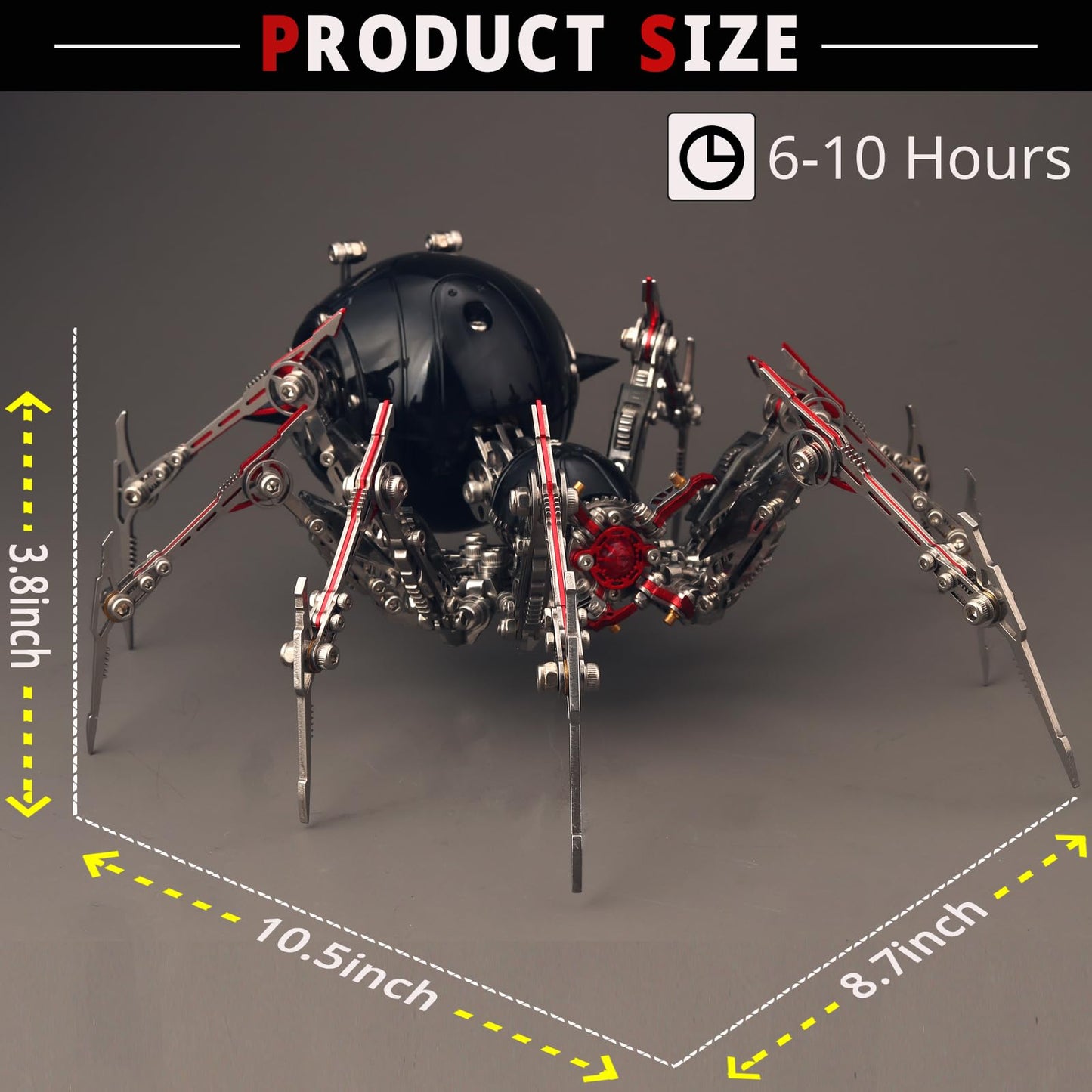YUEZUDPO 3D Metal Puzzles for Adults, Metal 3D Puzzle DIY 3D Spider 602 Pieces Mechanical Building Kit,3D Model Kits to Build for Birthday Christmas