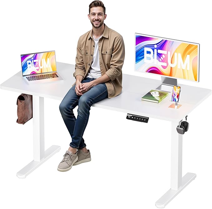 BIZUM Electric Standing Desk, 55x24 inches Height Adjustable Desk, Sit to Stand