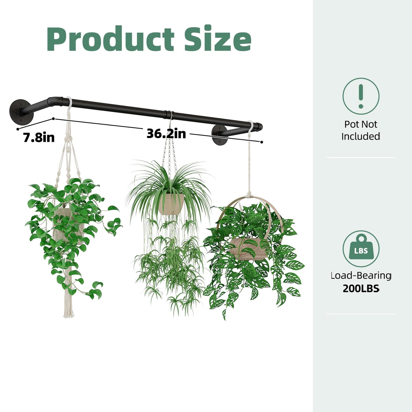 Galood Plant Hanger Indoor Hanging Planters for Indoor Plants Hanging Plant Holder Black Metal Rod(Pot/Chain/Plant not Included