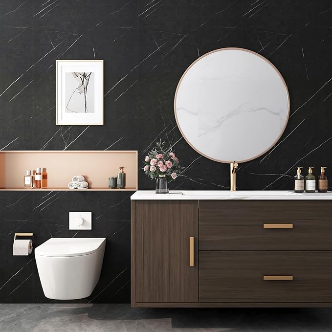 FunStick 36"x200" Black Marble Contact Paper Peel and Stick Countertop Paper