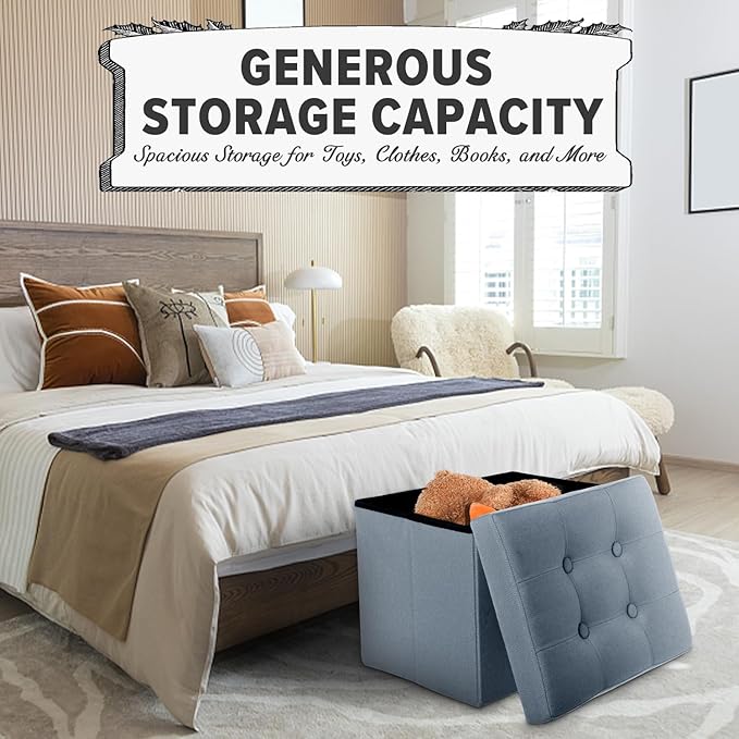 LINMAGCO Storage Ottoman Folding Foot Stool Ottoman