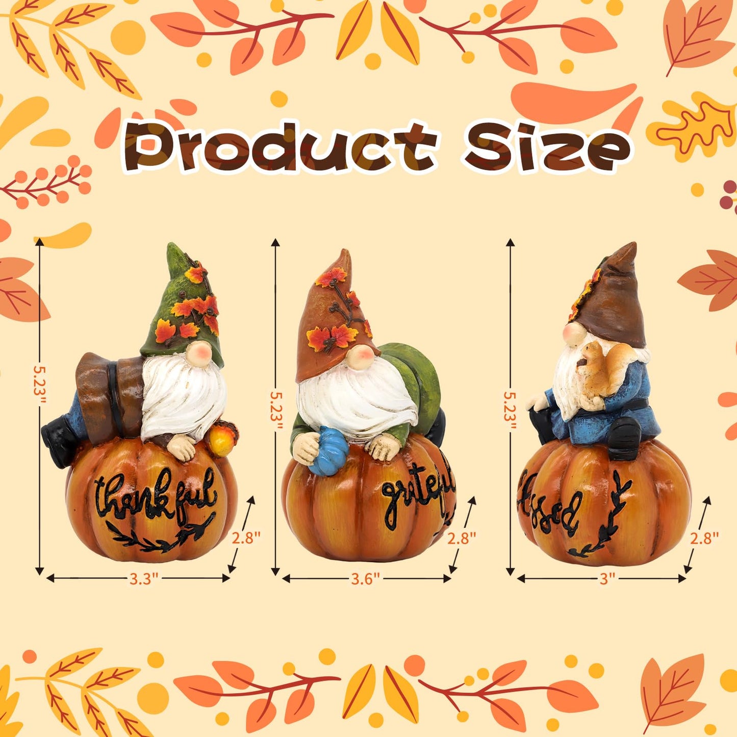 KnomeKo Thanksgiving Gnomes Fall Decorations for Home, Fall Gnomes Resin Pumpkin Figurine Thanksgiving Table Decor, Autumn Garden Farmhouse Decor Fall Gifts