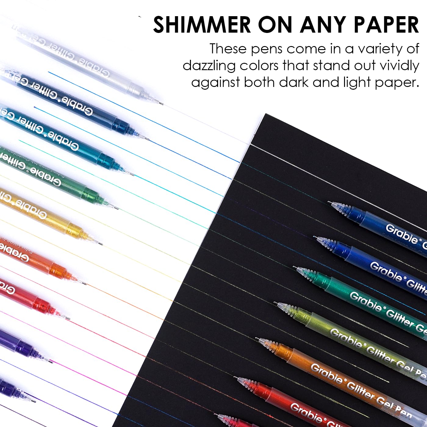 Grabie Jumbo Glitter Gel Pens Set of 18, Metallic Sparkle Gel Ink Pens, Large Capacity Vibrant Glitter Pens for Coloring Books, Drawing, Journaling, Scrapbooking & DIY Crafts, Smooth Writing Art Pens