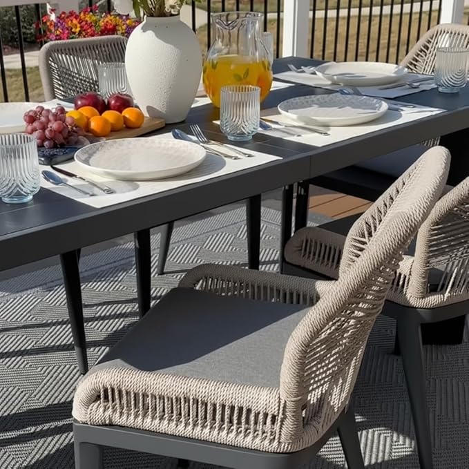 PURPLE LEAF Patio Dining Chair Set 2 Pieces Aluminum Modern Furniture Seating