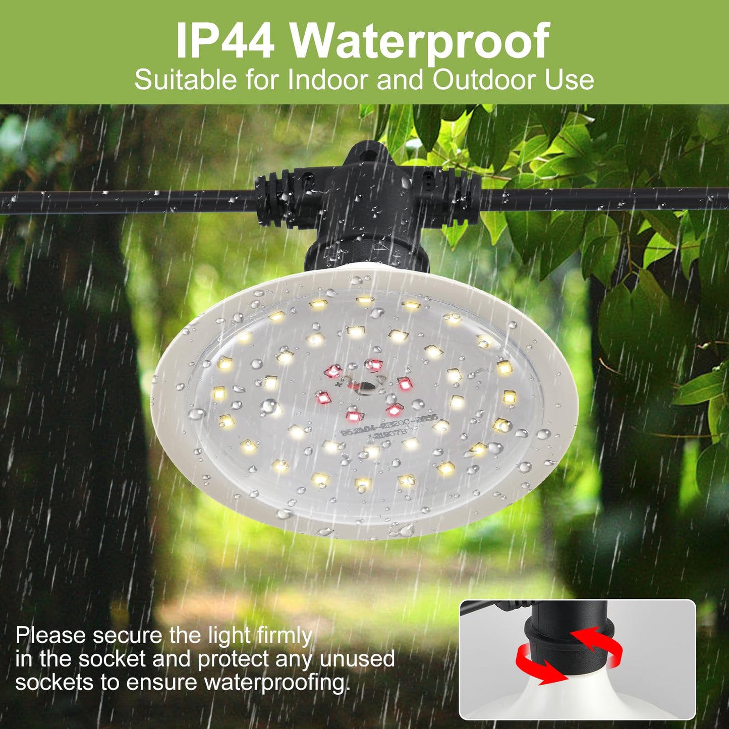 AuraQify Outdoor Grow Lights for Plants, Full Spectrum Greenhouse Grow Light, Outdoor Waterproof Appearance Patent Design, 22FT Adjustable Cord for Vegetables, Seedlings, Flowers (6 Lights)