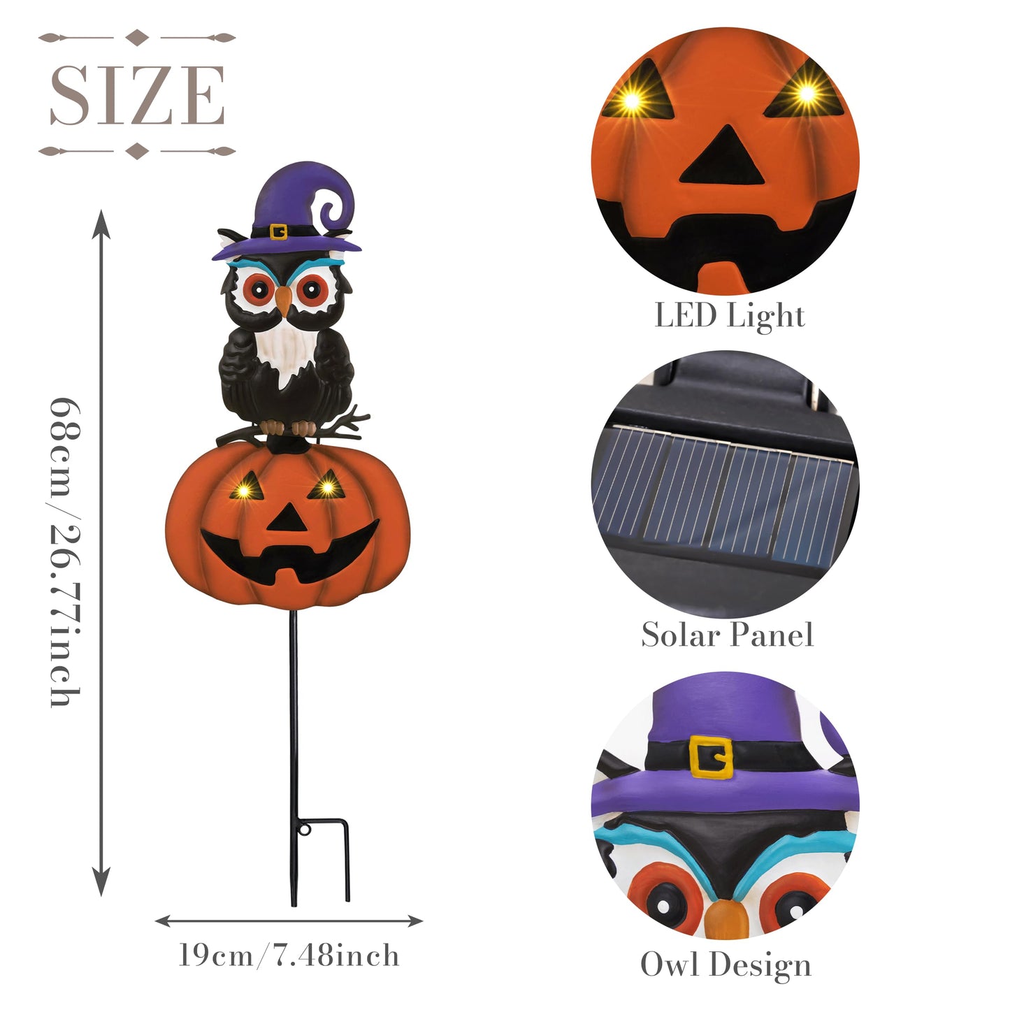 TERESA'S COLLECTIONS Metal Halloween Yard Stakes Decorations for Outdoor, Solar Jack-o-Lantern Pumpkins Garden Stakes for Halloween Party Decor, Purple Yard Sign for Lawn Patio, 26"