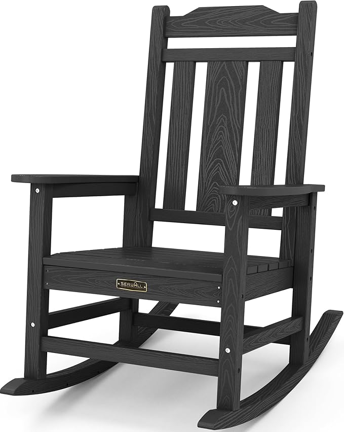 SERWALL Oversized Rocking Chair Outdoor, HDPE Outdoor Rocking Chair