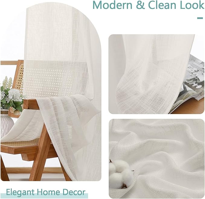 Chyhomenyc Semi Sheer Curtains 84 Inches Long 2 Panels Set, Light Filtering