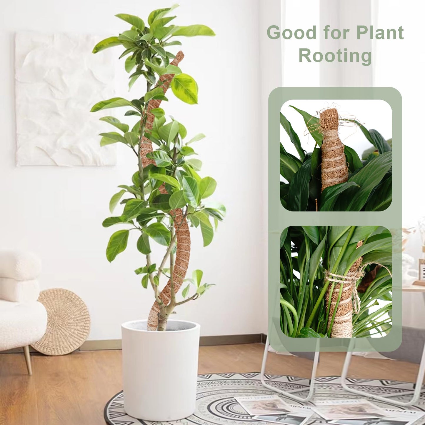 2 Pack 35 Inch Moss Pole, Bendable Moss Pole for Plants Monstera, Tall Moss Poles for Climbing Plants Indoor, Large Support, Garden Trellis Stick Stakes for Plants
