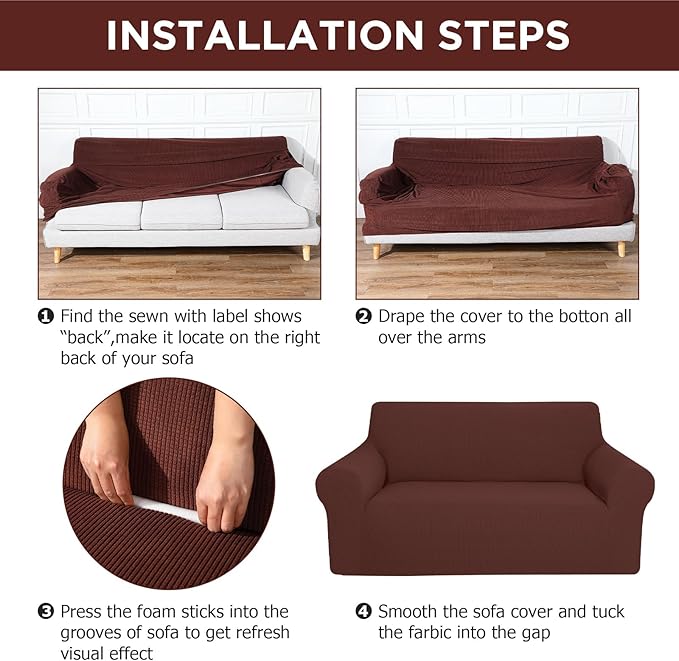 Peryiter 3 Pcs Couch and Loveseat Covers Set Sofa Cover