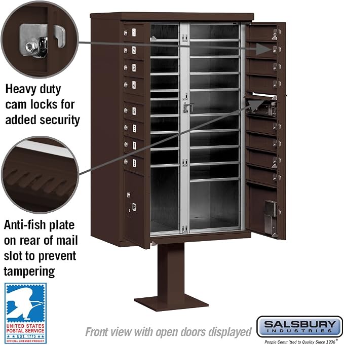 Salsbury Industries 3316SAN-U 16 A Size Doors, United States PostalSalsbury Industries 3316BRZ-U 16 A Size Doors, United States Postal Access Type III Cluster Box Unit, Bronze