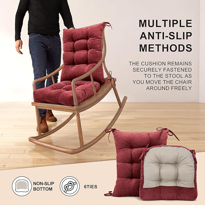 Lokex Rocking Chair Cushion Only, Tufted Non-Slip Comfortable Rocking Chair