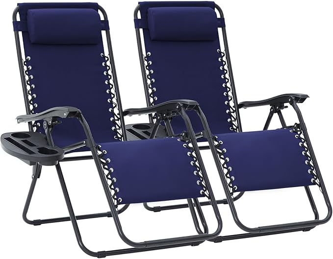 JEAREY Zero Gravity Lounge Chairs Set of 2, Adjustable Steel Mesh Recliners
