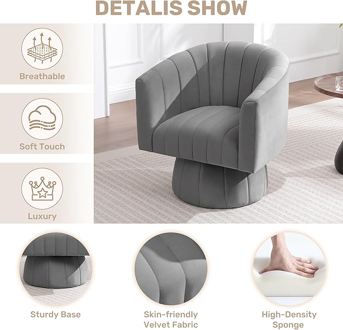 Swivel Accent Barrel Chair Set of 2, Cute Comfy Small Round 360° Arm Chair