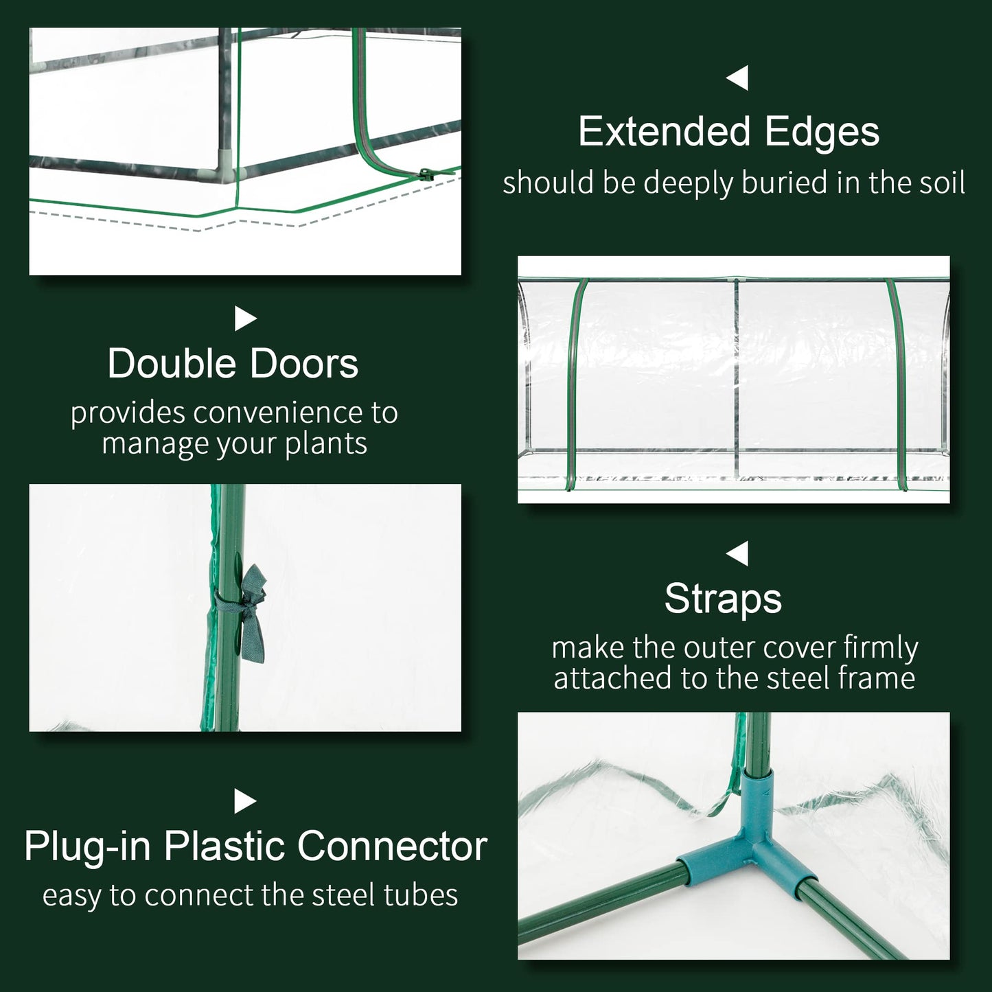 Outsunny 7' x 3' x 2.5' Mini Greenhouse, Portable Tunnel Green House with Roll-Up Zippered Door, UV Waterproof Cover, Steel Frame, Clear