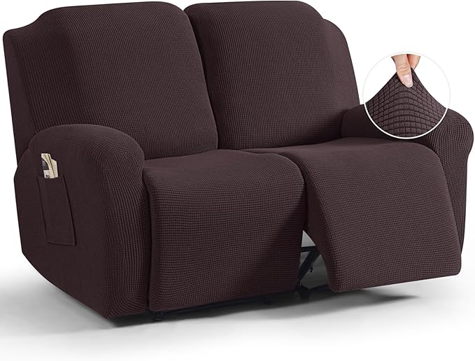 TAOCOCO Recliner Loveseat Slipcover, 6 Pieces Dual Recliner Sofa Covers
