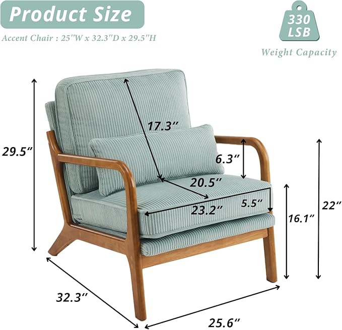 Karl home Mid-Century Modern Accent Chair, Living Room Chairs