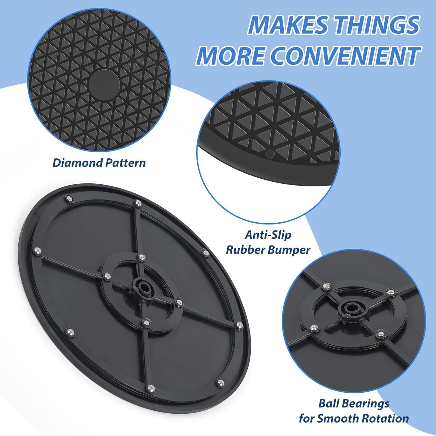 2Pack Lazy Susan 10 inch with Steel Ball Bearings Large Lazy Susan Turntable Rotating Swivel Stand for Flat Panel Monitors, TV's, Potted Plants, Stereo Speakers, Black