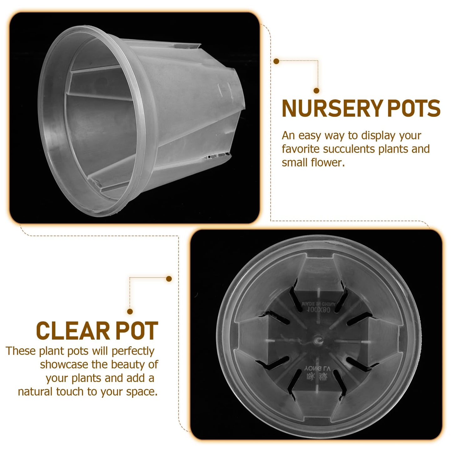Yardenfun 10pcs Transparent Nursery Pots with Drainage Holes 3 inch Plastic Seedling Plant Pot for Outdoor Indoor House Plants Flowers Cactus