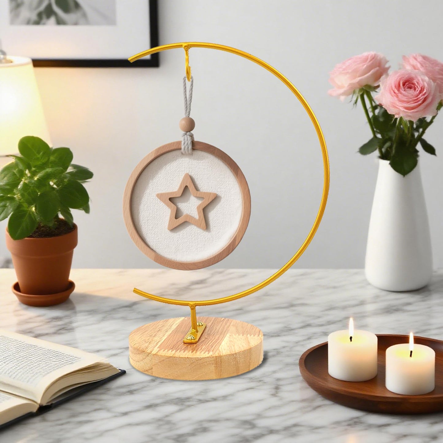 YEARCHY Hanging Ornament Display Rack Stand Hook Chrismas Ornament Party Decoration Holder Pot Hanging Terrarium Home Office Decor Hanger (1, Gold)