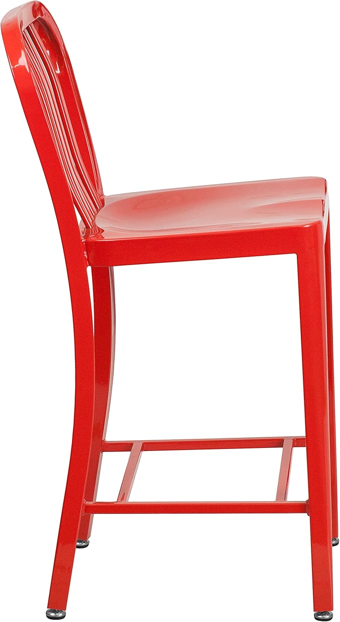 Flash Furniture Gael Commercial Grade 2 Pack 24" High Red Metal Indoor-Outdoor