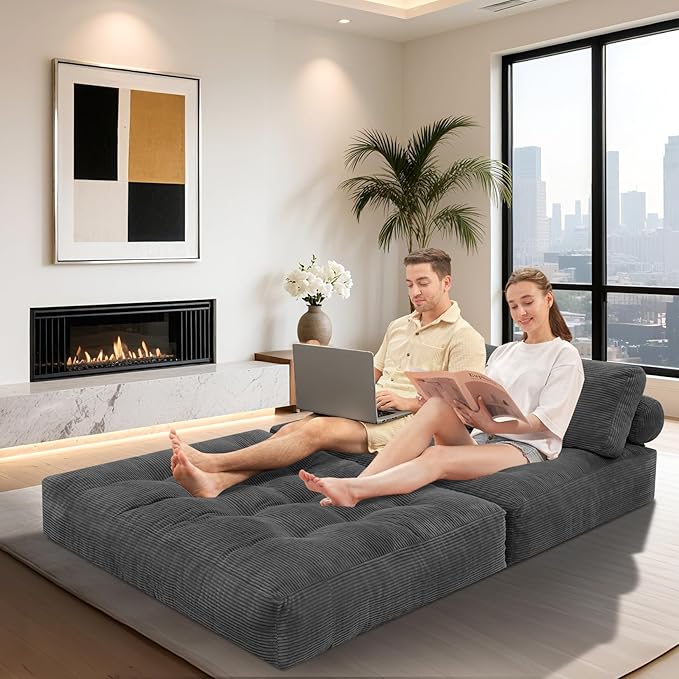 HABUTWAY Folding Sofa Bed, Foldable Floor Sofa Lounge w/Dual-Pillow & Handle