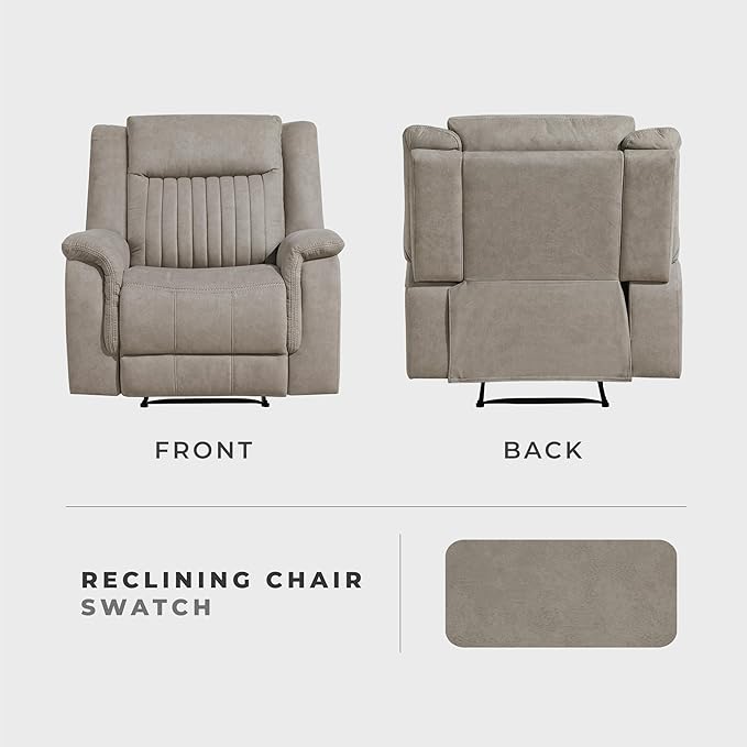 Lexicon Manual Recliner Chair, Polished Microfiber Reclining Sofa Chair