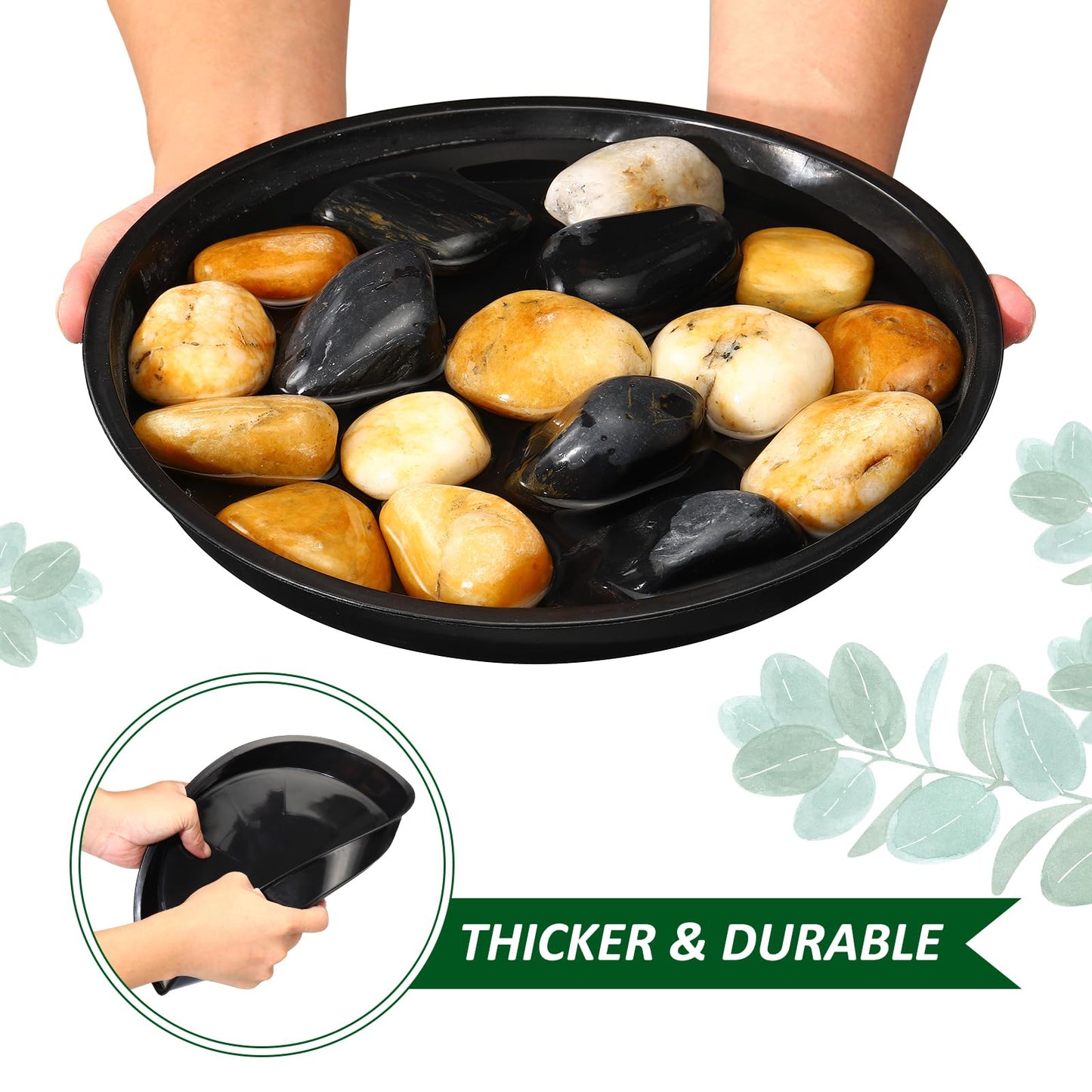 PATIKIL 16 Pack Plastic Plant Saucer, 12 Inch Plant Tray for Pots Round Plant Dish Plant Drip Trays Water Tray for Indoors Outdoors Garden, Black