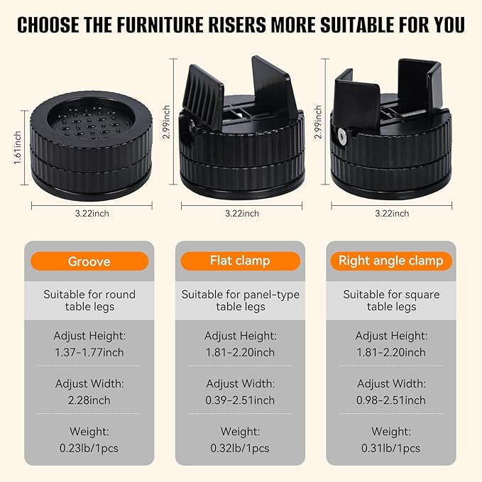 Adjustable Furniture Risers 1 inch