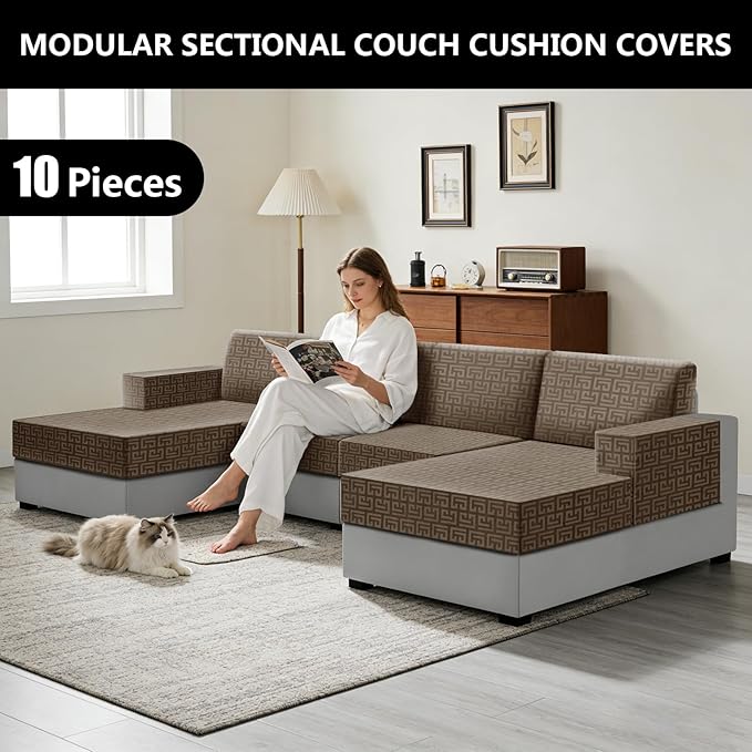UNBBRRL 10 Pieces Stretch Sofa Cushion Covers