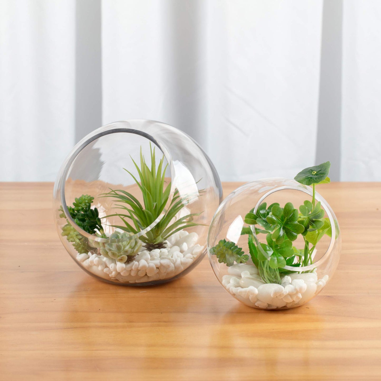 WGV Slant Cut Bowl Glass Vase, Width 5.5", Height 5.5", Clear Round Globe Planter Terrarium Orb, Candy Dish, Fruit Jar, Floral Container for Home Office Decor, 1 Piece