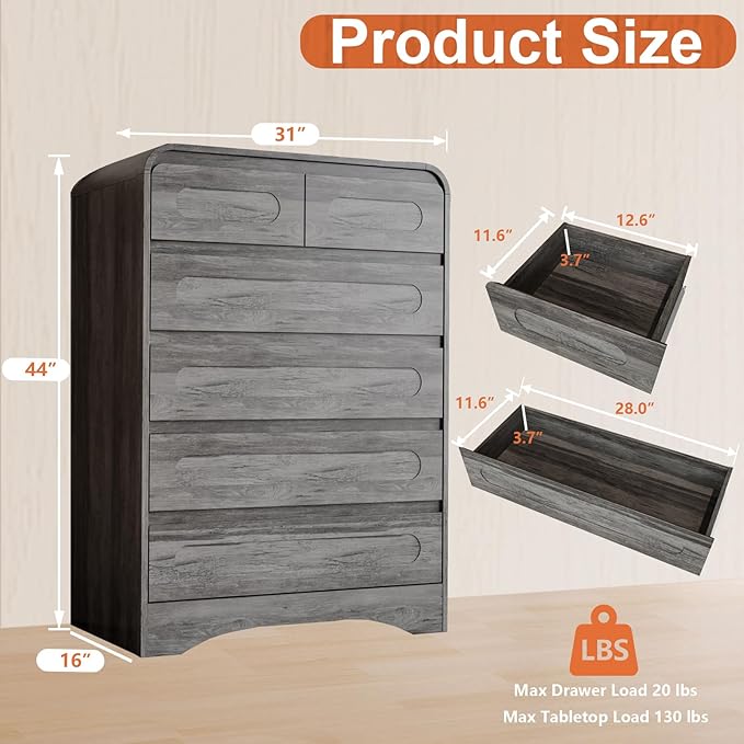 4 Piece Bedroom Set, Dresser and Nightstand Sets, Including Modern Wooden Large