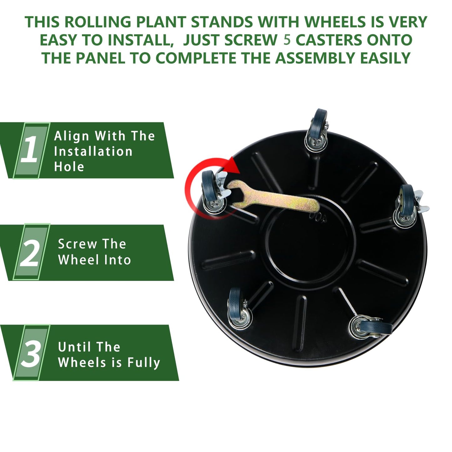 AyaLight 2 Pack Metal Plant Caddy With Wheels 16 Inch Black, Round Rolling Heavy Duty Plant Dolly, Heavy Plant Pot Mover Outdoors or Indoors, The Metal Wheel Can Rotate 360 Degrees or Lockable.