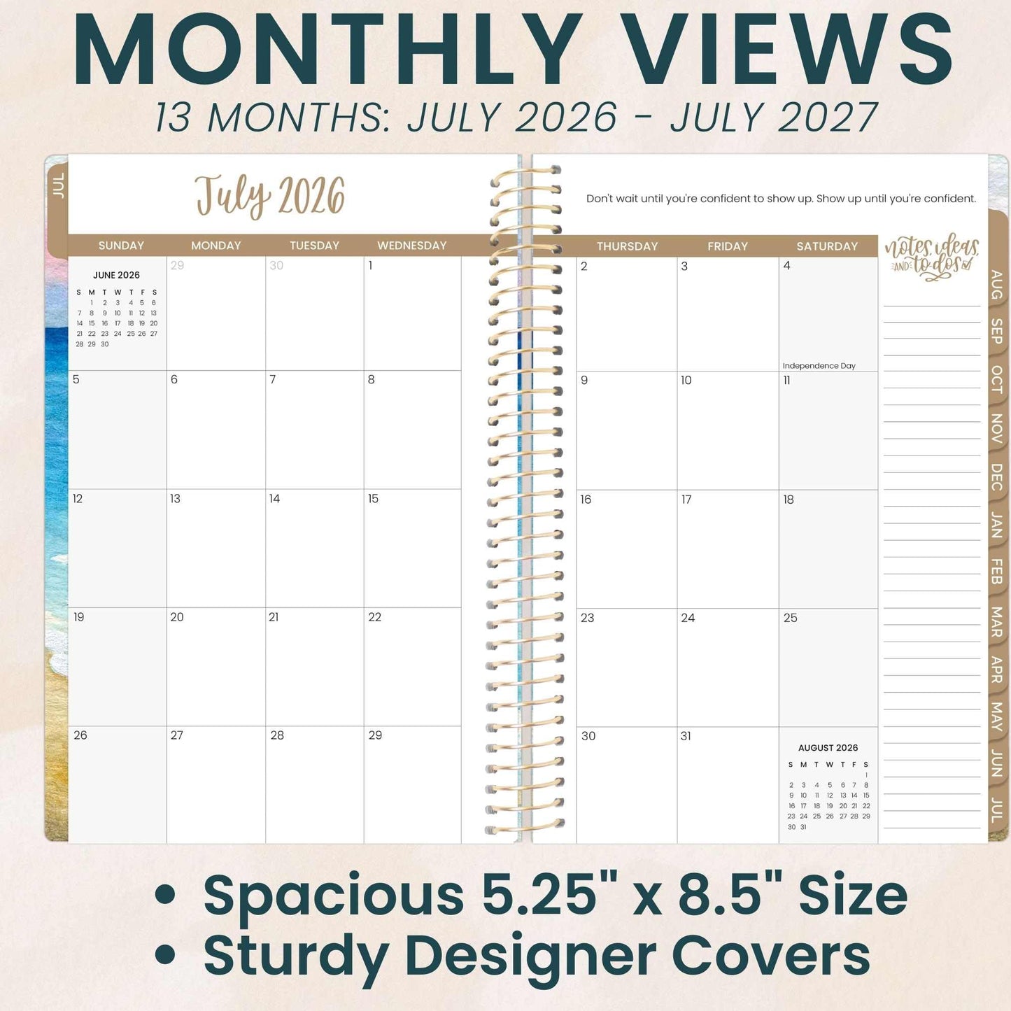 bloom daily planners 2026-2027 Planner - Academic Year (July 2026 - July 2027) Monthly & Weekly Soft Cover Planner for Women - 13 Month Calendar Agenda Book with Stickers - 5.5" x 8.25" - Coastal Calm