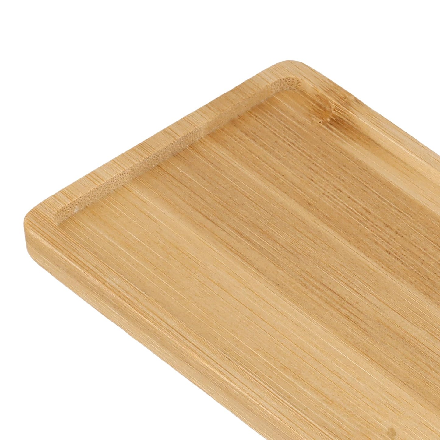 MUKLEI 20 Pack Bamboo Plant Saucer, 6.9 x 3.5 Inch Small Bamboo Trays Saucers, Mini Rectangle Plant Pot Drainage Tray for Succule