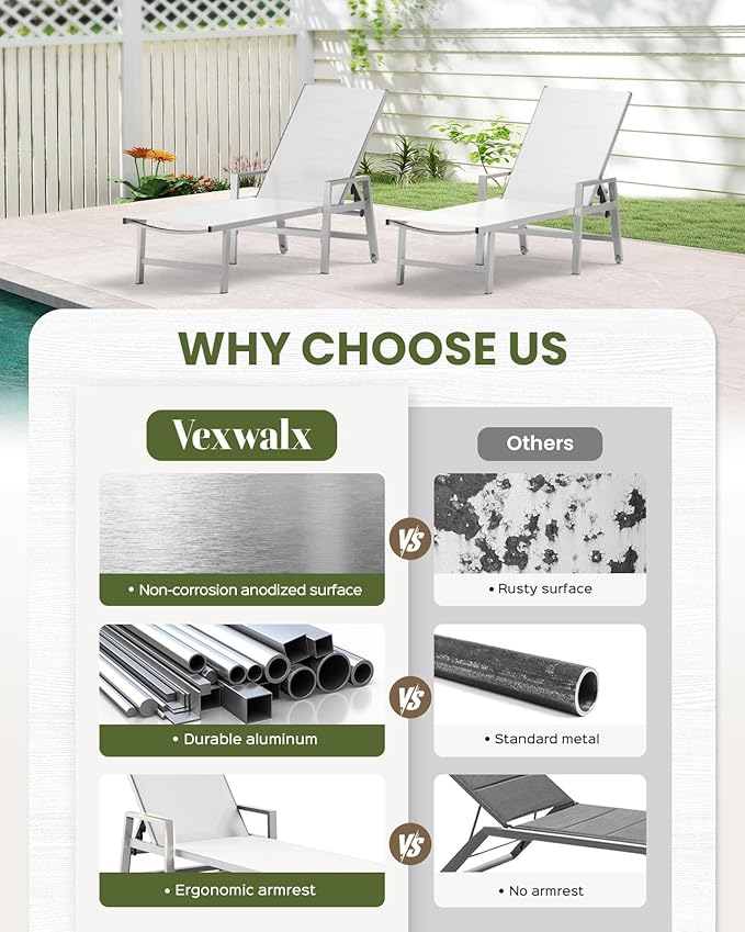 Vexwalx Patio Chaise Lounge Outdoor