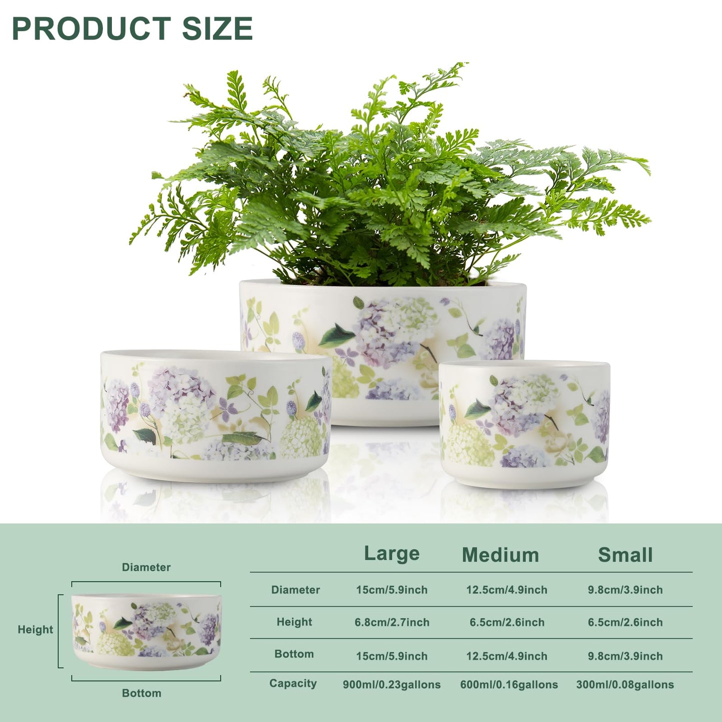 faghusp Ceramic Plant Pots Set of 3, Planters & Container Accessories Planters Indoor Outdoor Flower Planter for Home, Garden, Office Décor 6“ 5” 4“ (3, Porcelain White)