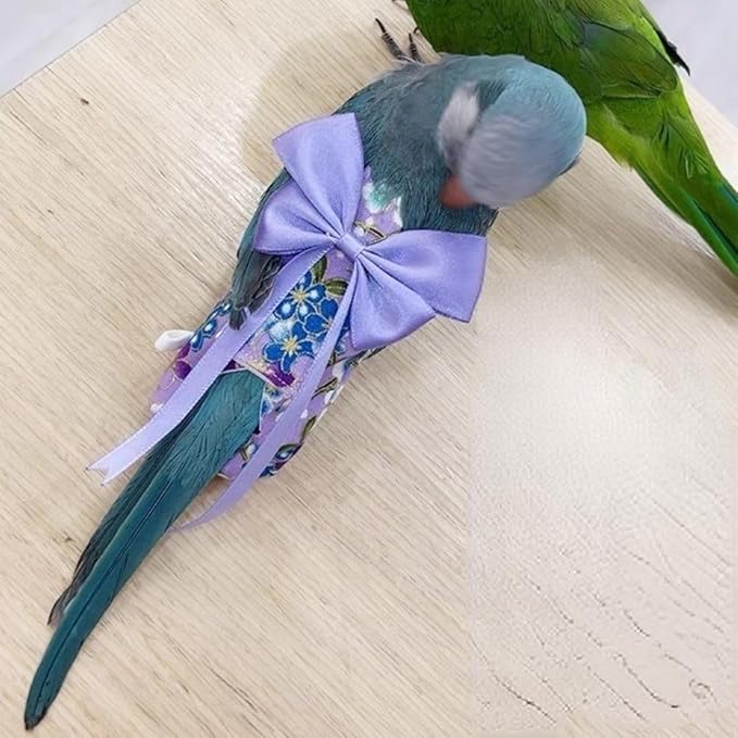 Bird Diaper Parrot Washable Diapers, Parrot Flight Suit, Reusable Nappies for Parakeet Cockatiel Mini Macaw Budgie Conure Lovebird (Purple,M)