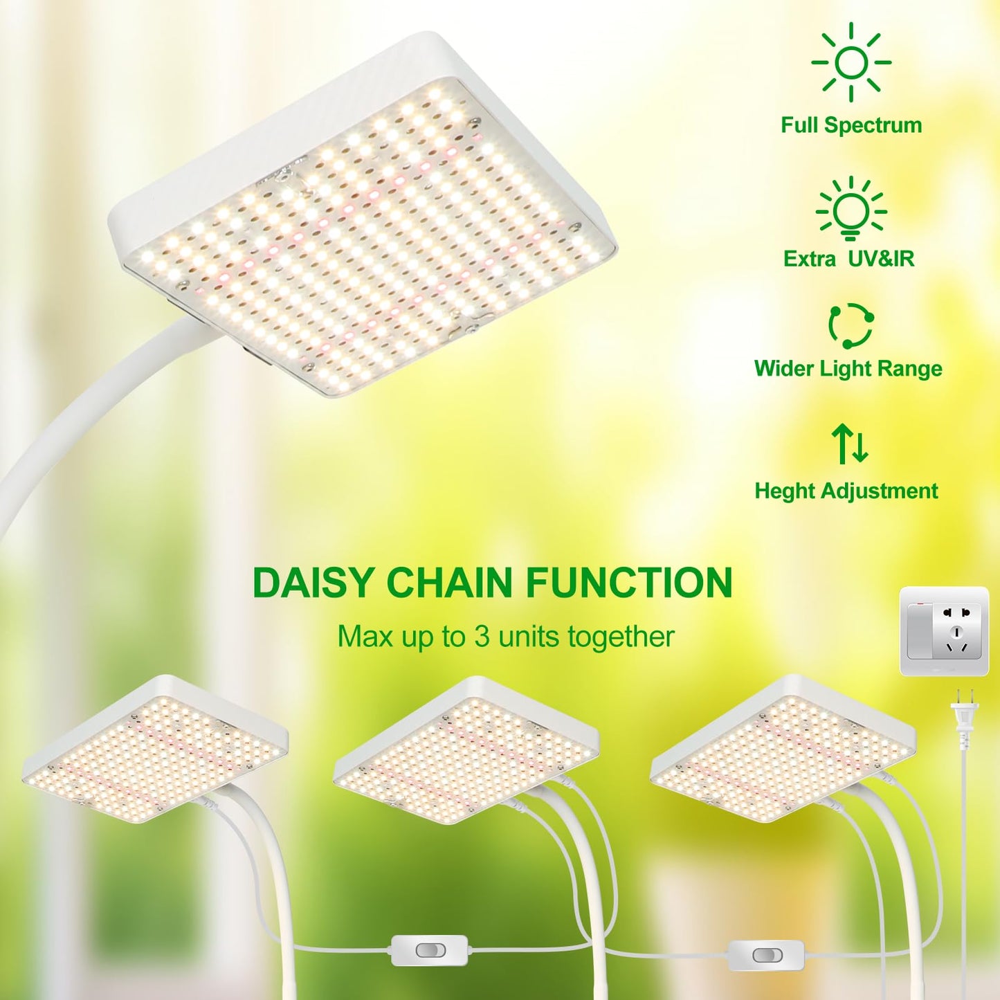 JINHONGTO 2Pack Desk Grow Light LED Full Spectrum UV IR, Veg Seed Starting Seedlings Bonsai Houseplant Plant Light, Table Top Grow Lights for Indoor Plants, 16"-24" Height Adjustable