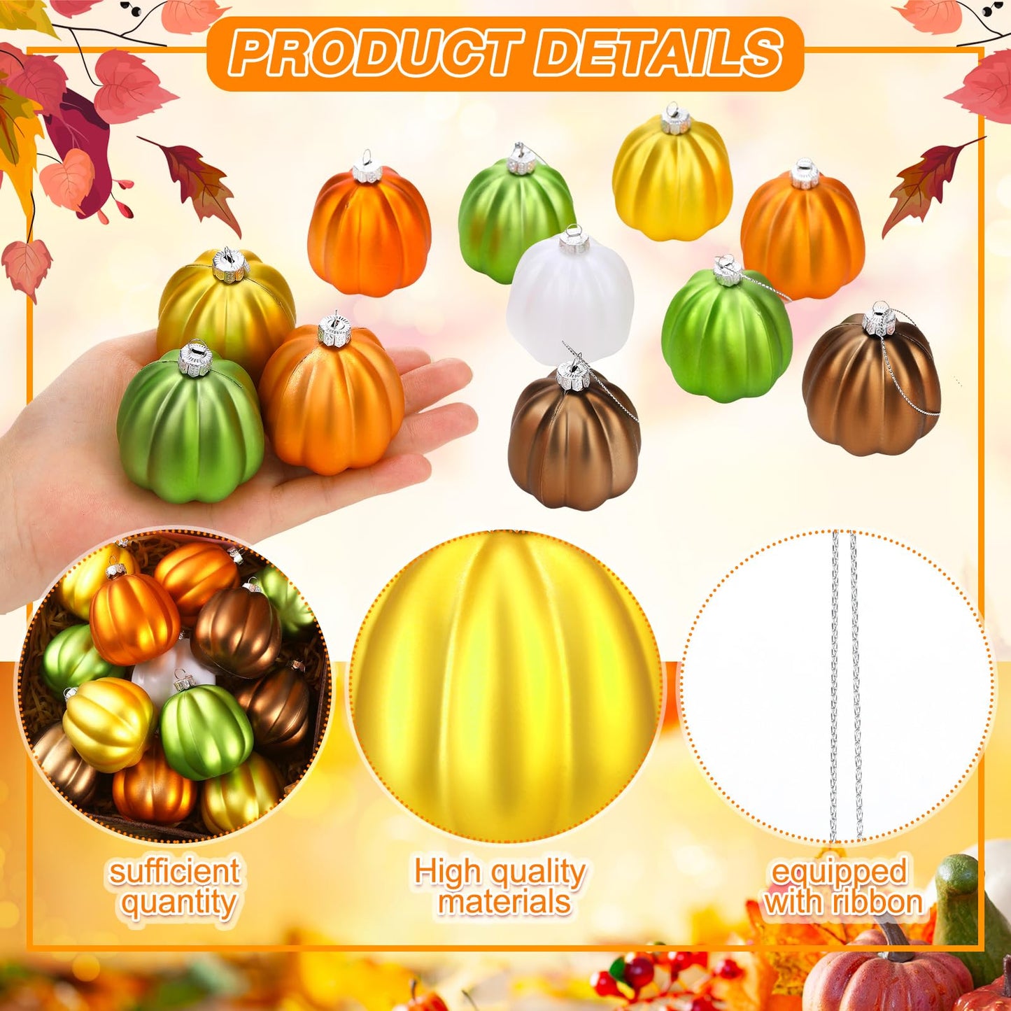 Tigeen 30 Pcs Thanksgiving Pumpkin Hanging Ornaments Fall Mini Pumpkin Hanging Tree Ornaments Ball Decorations for Tree Thanksgiving Harvest Party Halloween Home Decor (Cute)