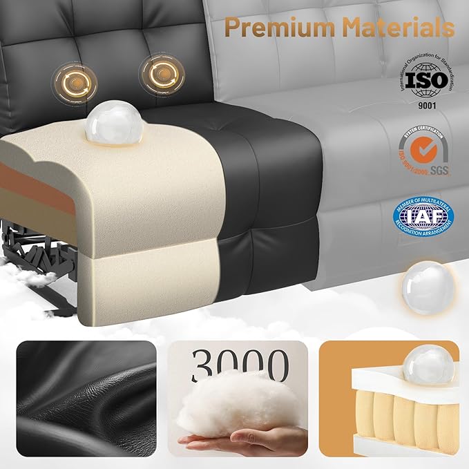 3-Seater Loveseat Recliner Sofa, Home Theater Seating Reclining Couch