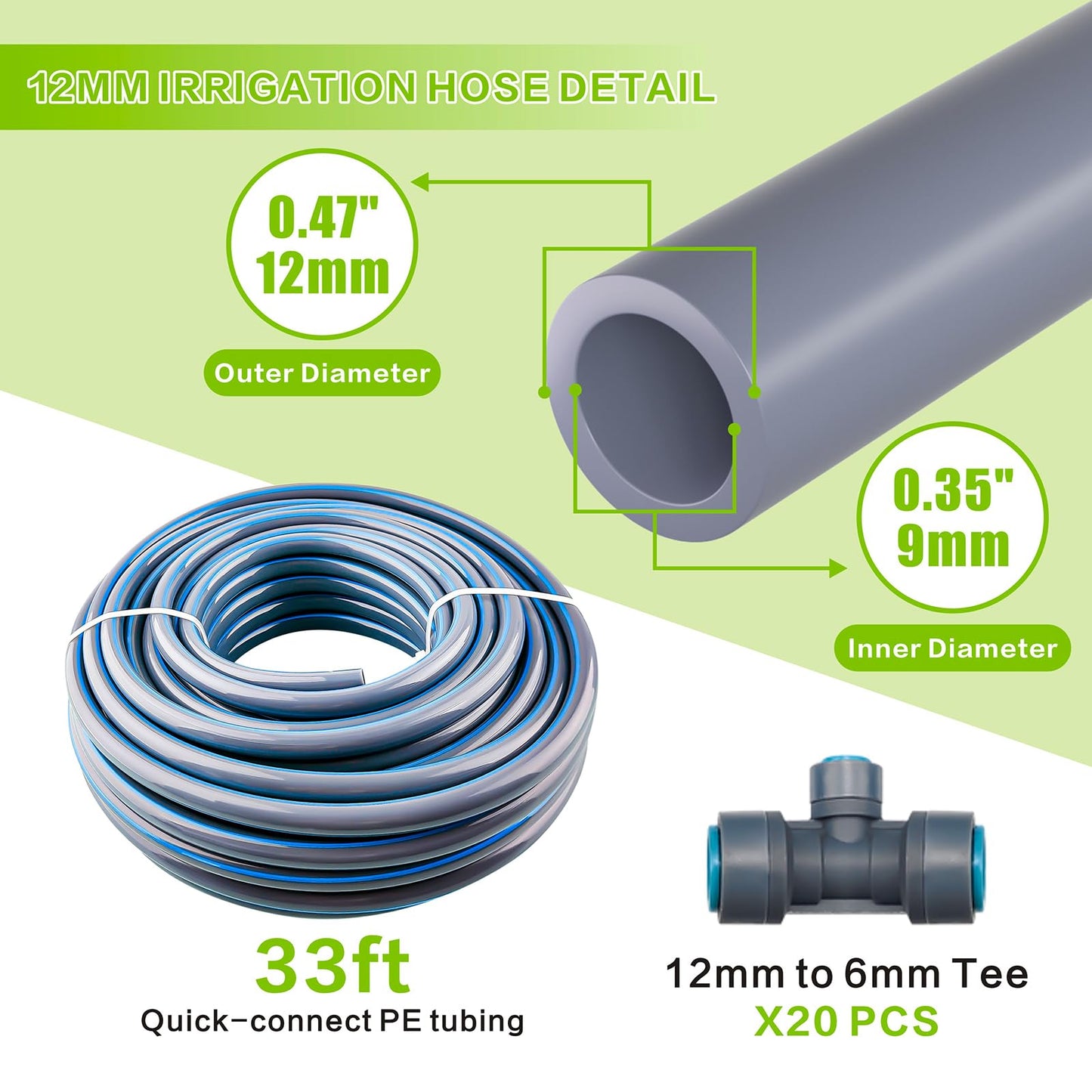 Drip Irrigation System 99FT, Complete Automatic Drip Irrigation Kit with Quick Connector, Garden Watering System for Potted Plants with 12mm 6mm Irrigation Tubing Adjustable Emitters for Garden