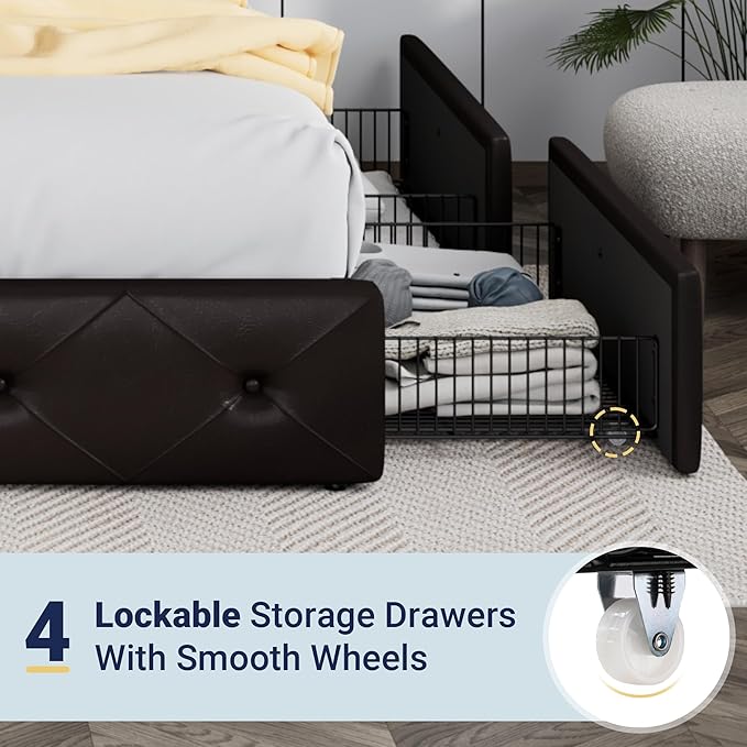 Allewie Upholstered Full Size Platform Bed Frame