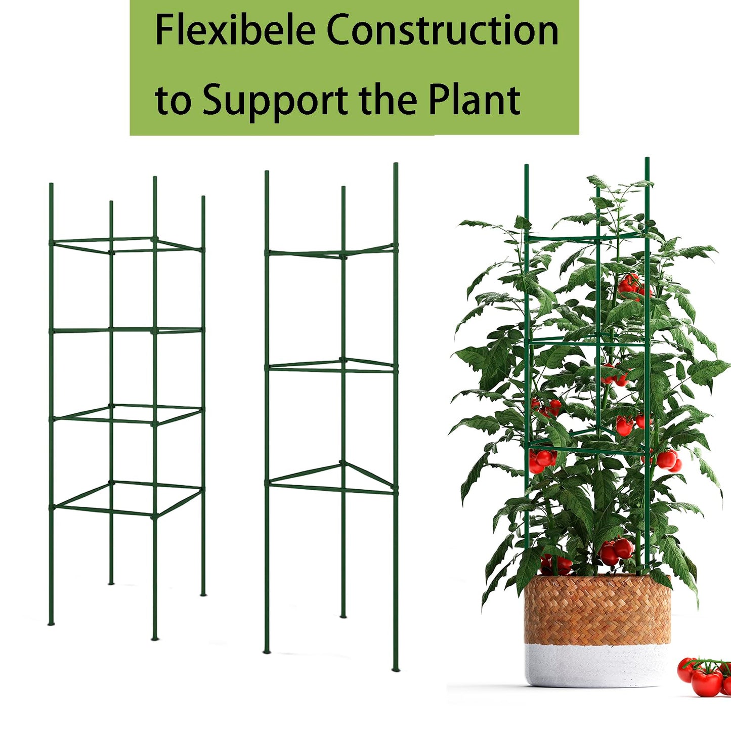 60PCS Plant Stake Arms for Tomato Cage，Expandable 11.8" Plant Supports Trellis Connector Clips for 11mm Garden Plants Stakes Stand Outdoor/Indoor