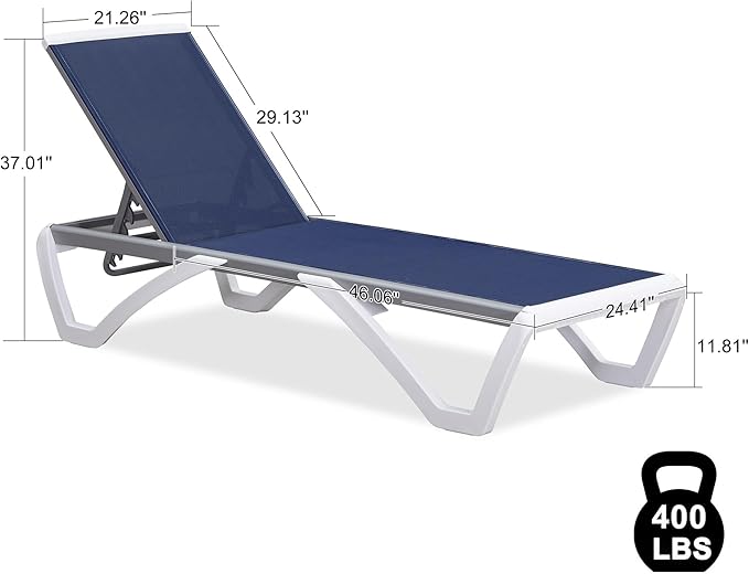 PURPLE LEAF Patio Chaise Lounge Chair Outside Aluminum Plastic Stackable
