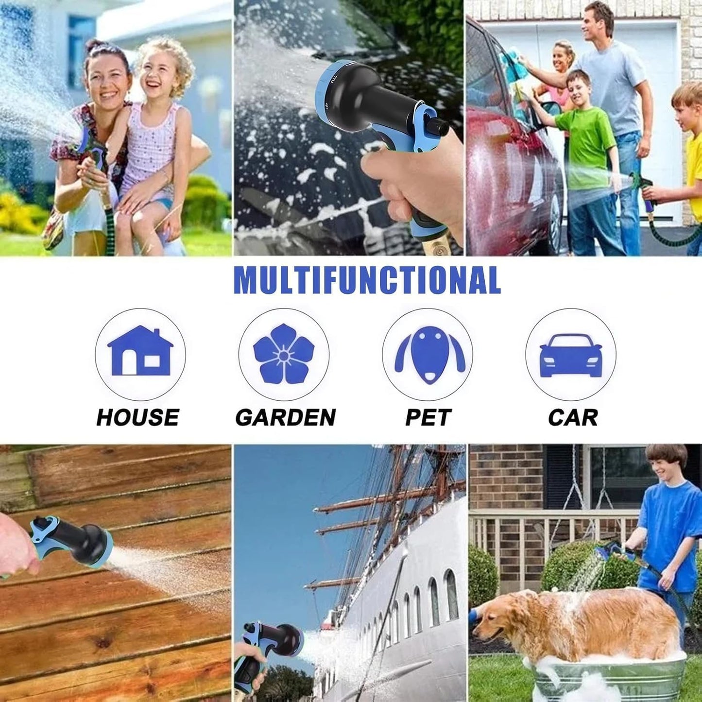 Expandable Garden Hose 75FT-Expanding Water Hose with Thumb-Controlled 10 Spray Nozzles&3750D Outer Fabric, Durable Collapsible Latex Core, Ultra Lightweight & Flexible