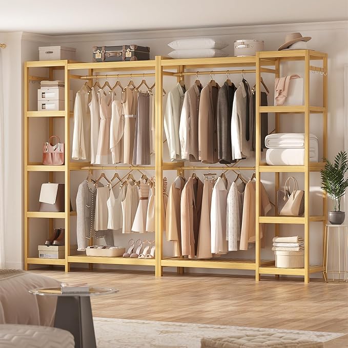 Homykic Bamboo Clothes Rack Garment Rack