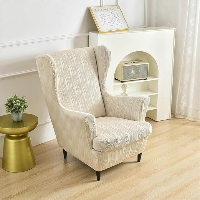 KRFOONN Stretch Wing Chair Slipcovers Printed 2 Piece Wingback Chair Covers
